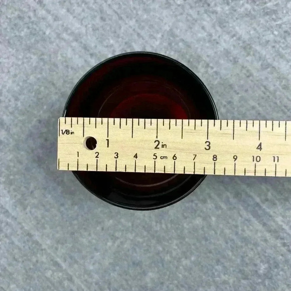 Set of 4 Vintage Ruby Red Glass Dessert Cups Clear Stem - Picture 8 of 8